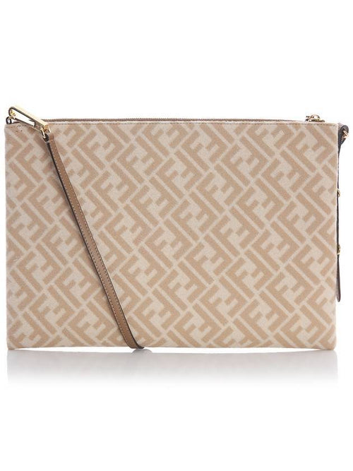 Fendi FF Logo Vertigo Clutch Bag Beige