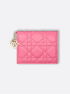 Lady Cannage Small Lambskin Half Wallet Candy Pink Dior