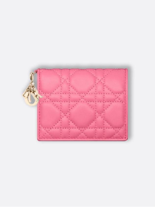 Lady Cannage Small Lambskin Half Wallet Candy Pink Dior