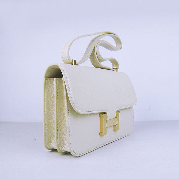Hermes Calf Leather Message Bag H020 Beige Golden