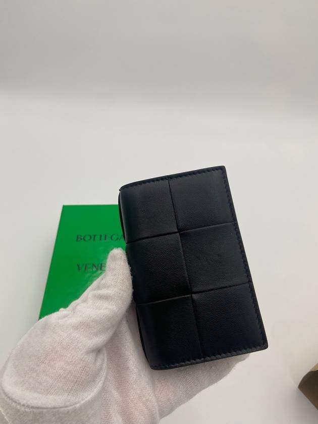 Bottega Veneta Intrecciato Flap Card Wallet Black