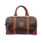 CELINE Vintage Brown Macadam Canvas Boston Bag Duffel Duffle