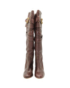 Chloe Paddington Knee Boots in Brown Leather