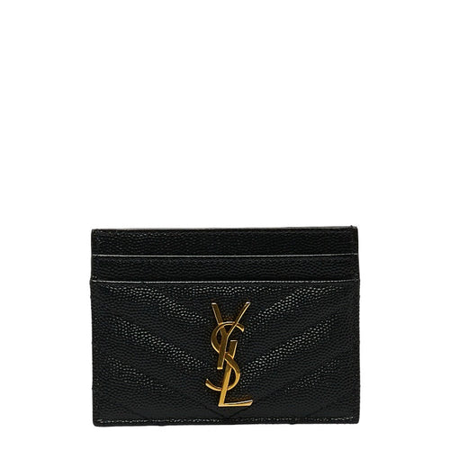 Saint Laurent Card Holder in Grain Calf Leather Black 423291