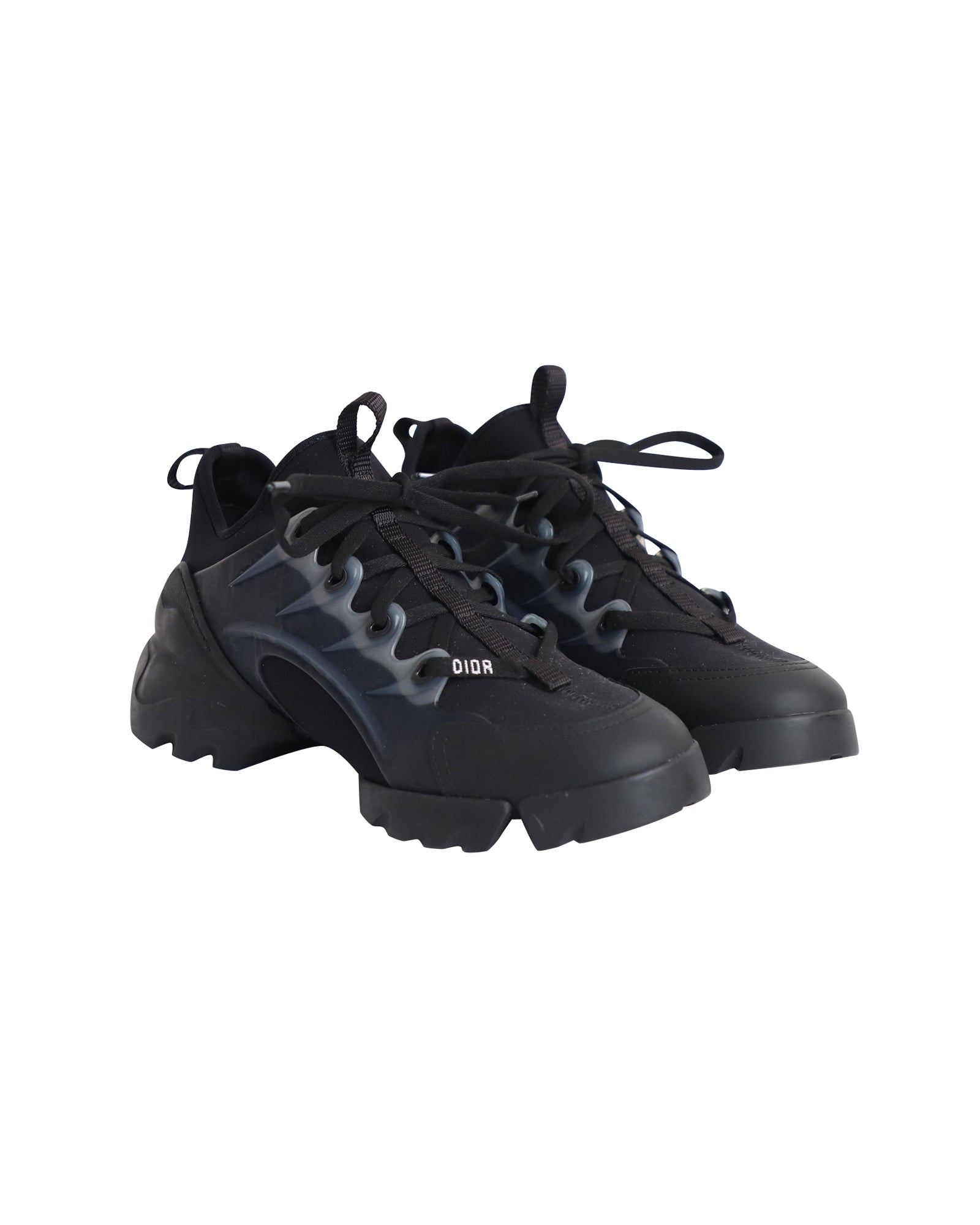 Dior D-Connect Sneakers in Black Leather and Neoprene