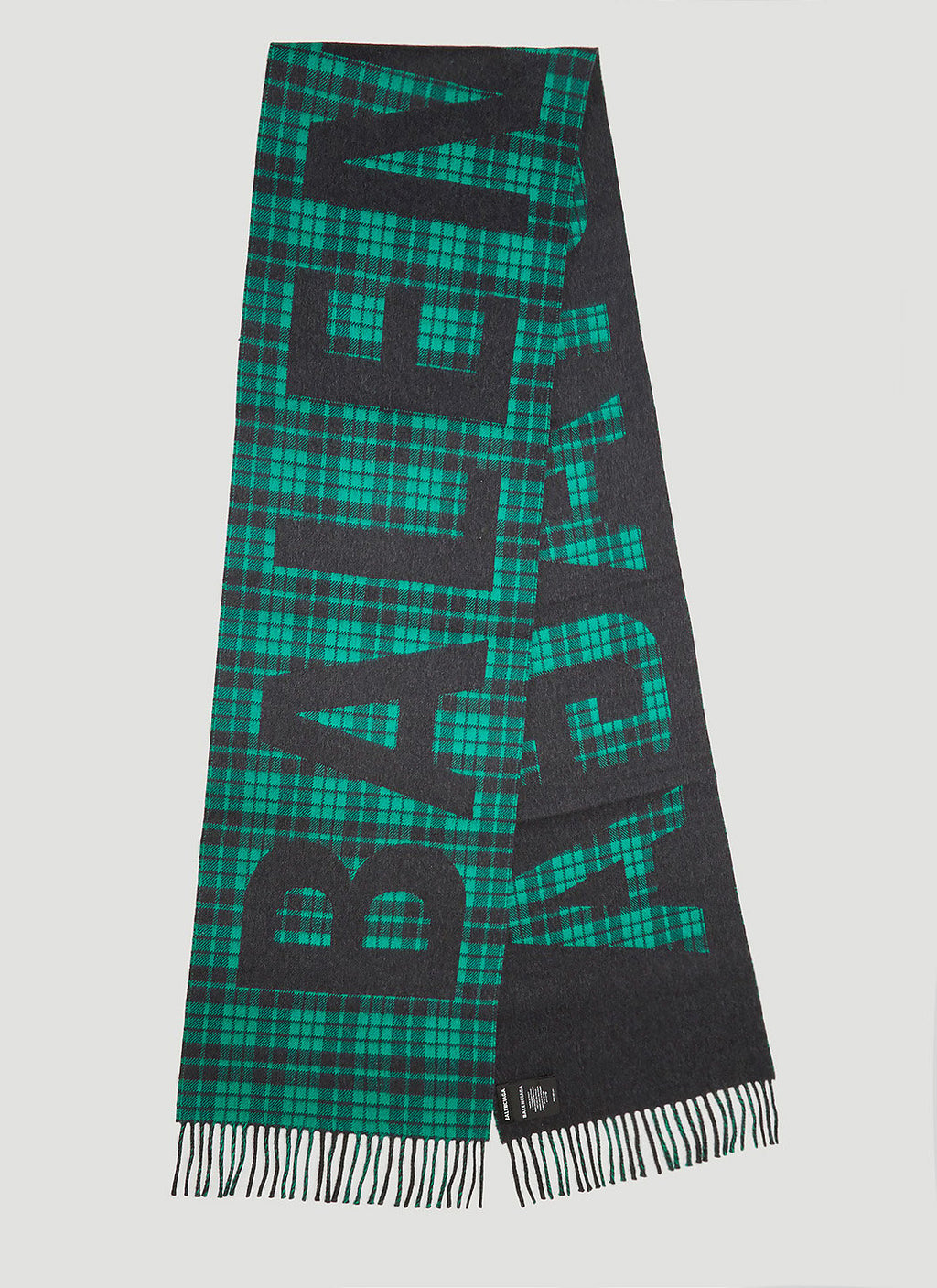 Balenciaga Men Logo Motif Tartan Scarf