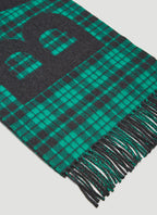 Balenciaga Men Logo Motif Tartan Scarf