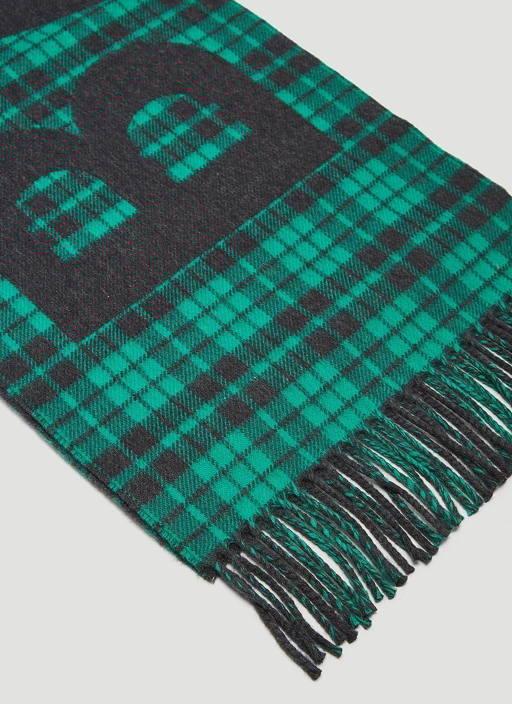 Balenciaga Men Logo Motif Tartan Scarf
