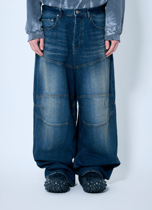 Balenciaga Men Baggy Panel Construction Jeans