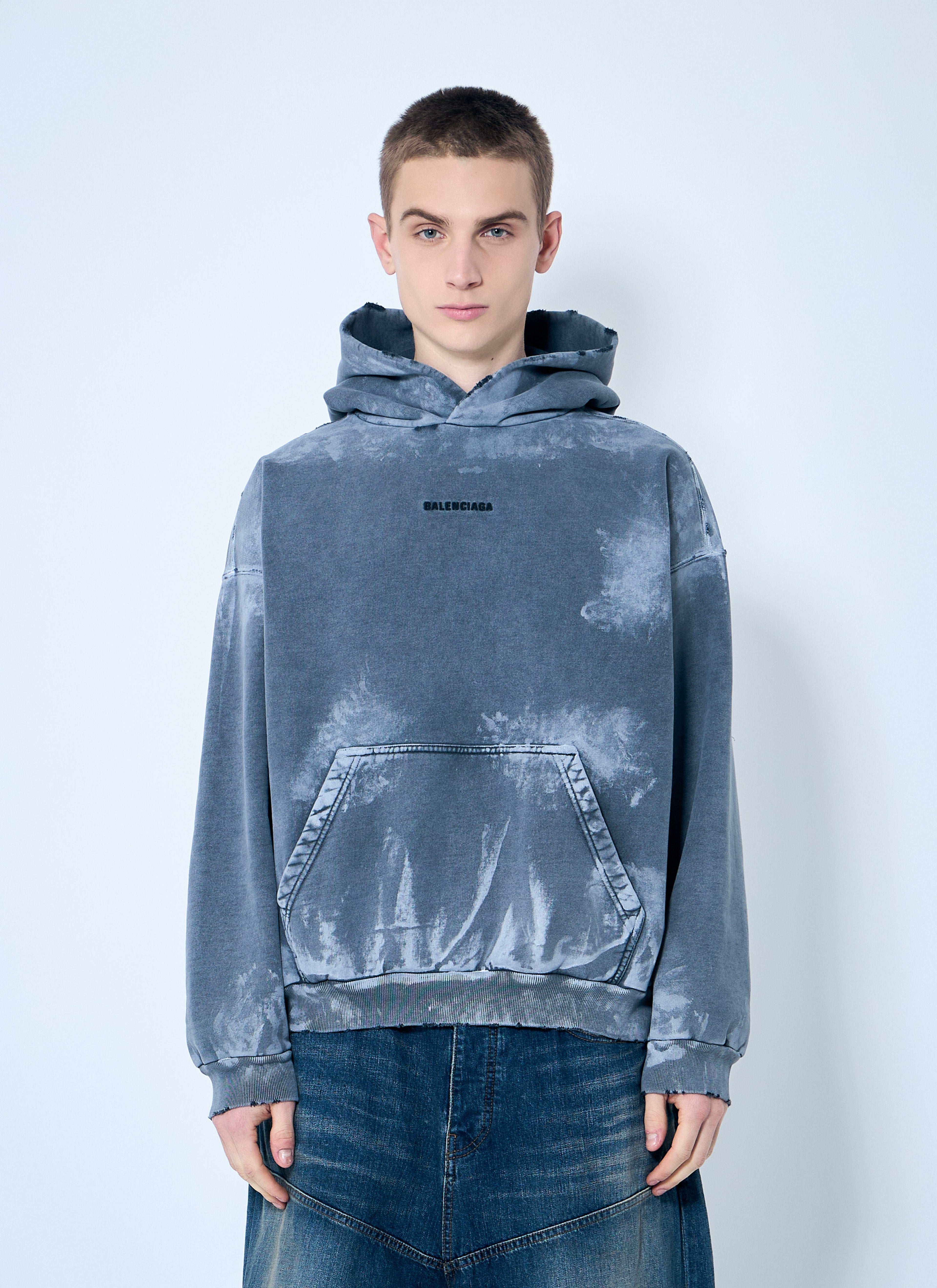 Balenciaga Men Logo Print Hooded Sweatshirt