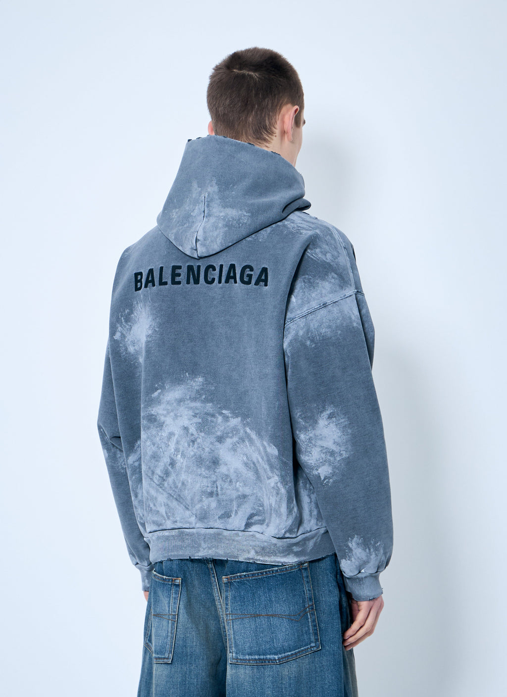 Balenciaga Men Logo Print Hooded Sweatshirt