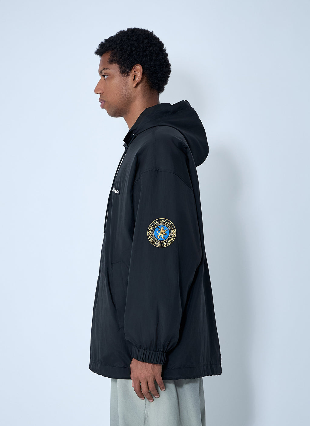 Balenciaga Men Logo Motif Windbreaker Jacket