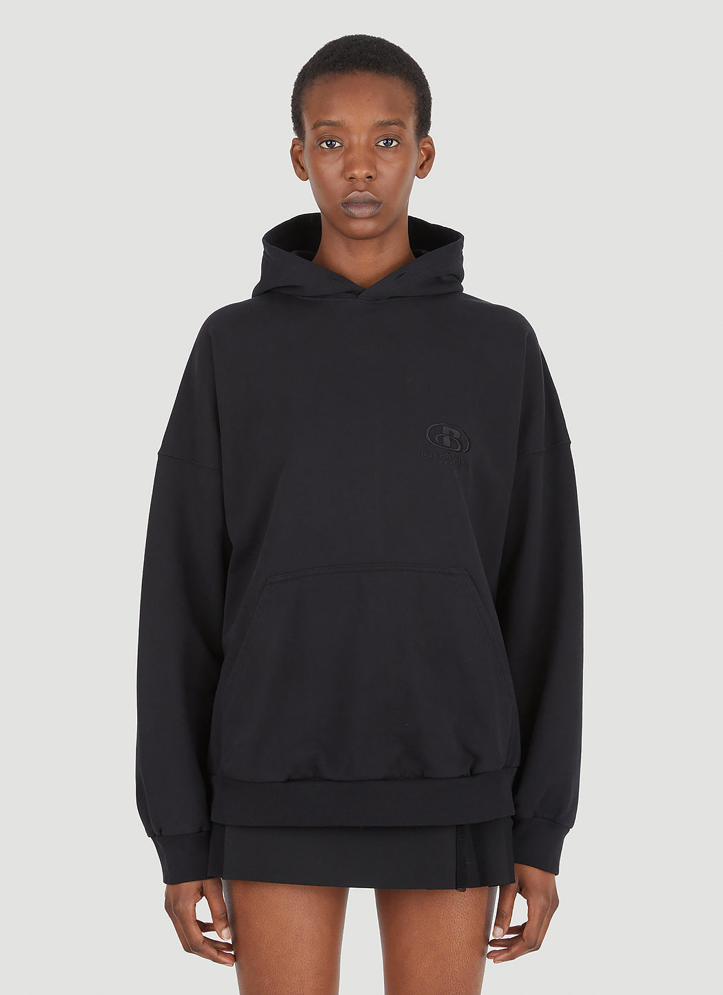 Balenciaga Women Logo Embroidery Hooded Sweatshirt
