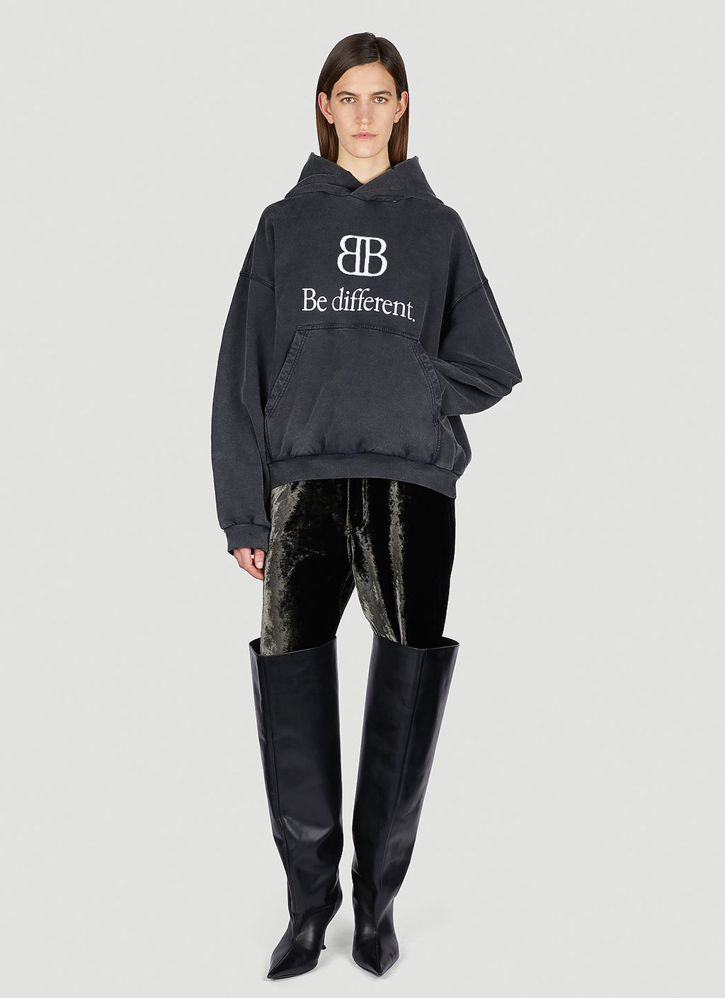 Balenciaga Women Logo Motif Hooded Sweatshirt