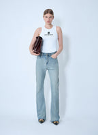 Balenciaga Women Bootcut Distressed Denim Jeans