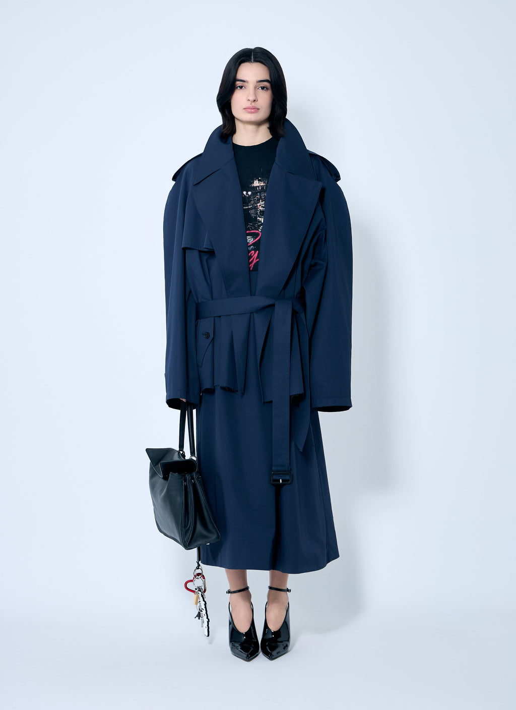 Balenciaga Women Cropped Distressed Hem Trench Coat