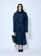 Balenciaga Women Cropped Distressed Hem Trench Coat