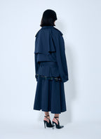 Balenciaga Women Cropped Distressed Hem Trench Coat