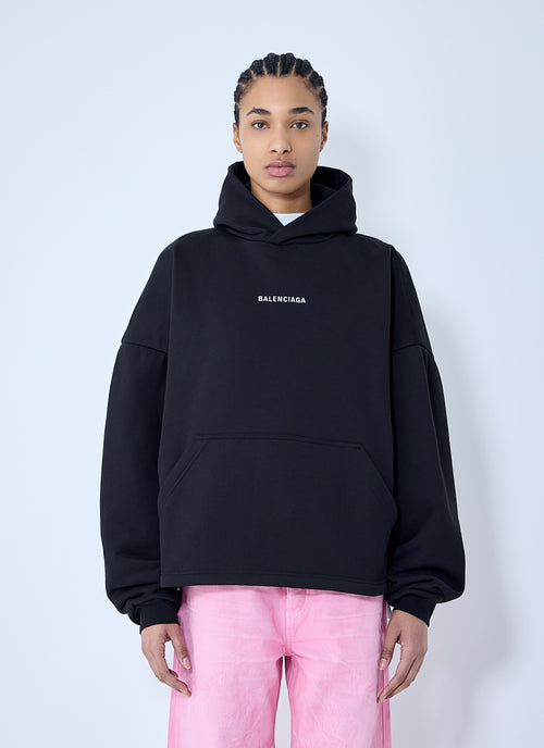 Balenciaga Women Logo Motif Hooded Sweatshirt