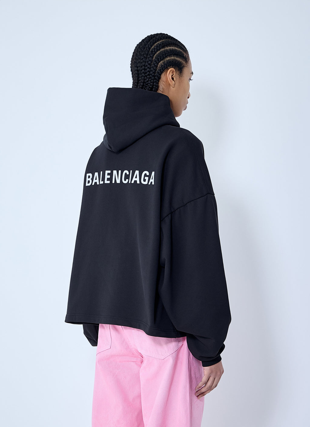 Balenciaga Women Logo Motif Hooded Sweatshirt