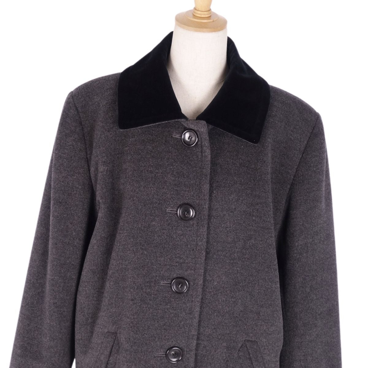 Vint Ivan Laurent Yves Saint Laurent Coat Necklace White Wool Landless Out  M Gr/Black