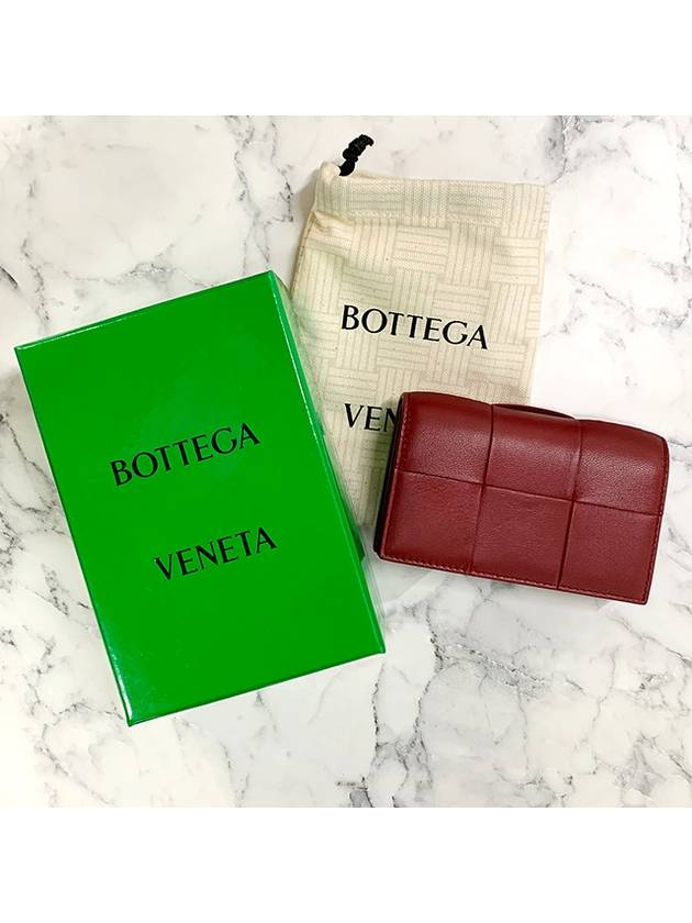 Bottega Veneta Cassette Business Card Wallet Dark Red