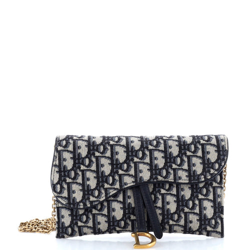Dior Saddle Chain Wallet Oblique Canvas