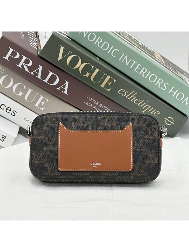 CELINE Triomphe Canvas Horizontal Pouch Cross Bag Brown