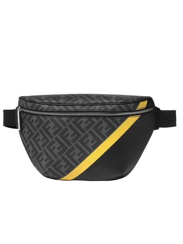 Fendi Diagonal FF Motif Leather Belt Bag Grey