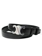 CELINE Triomphe Small Taurillon Leather Belt Black