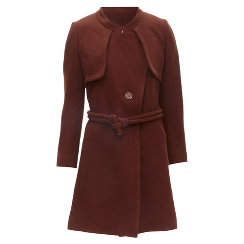 Chloe brick wool toggle belt long coat