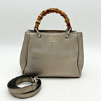 Gucci Metallic Gold Leather Mini Bamboo Tote LA2331
