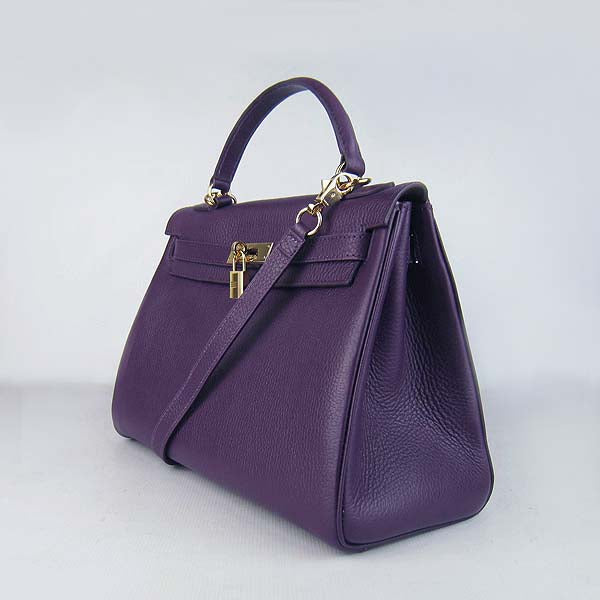 Hermes Kelly 32cm Togo Leather Handbag 6108 Purple Golde
