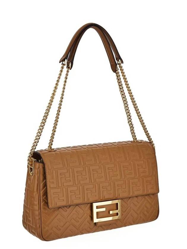 Fendi Baguette Chain Large Nappa Leather Shoulder Bag Brown