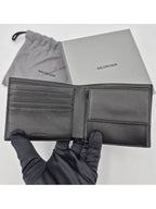 Balenciaga Logo Print Half Wallet Black