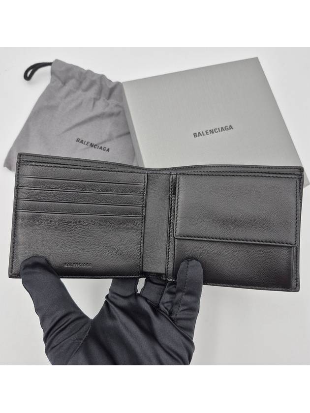 Balenciaga Logo Print Half Wallet Black