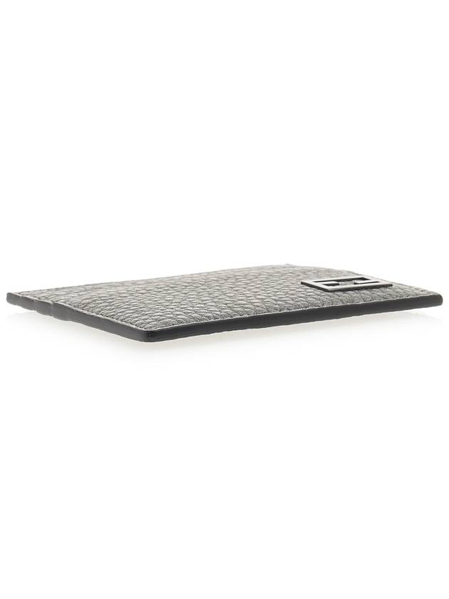Fendi FF Baguette Logo Leather Card Wallet Grey