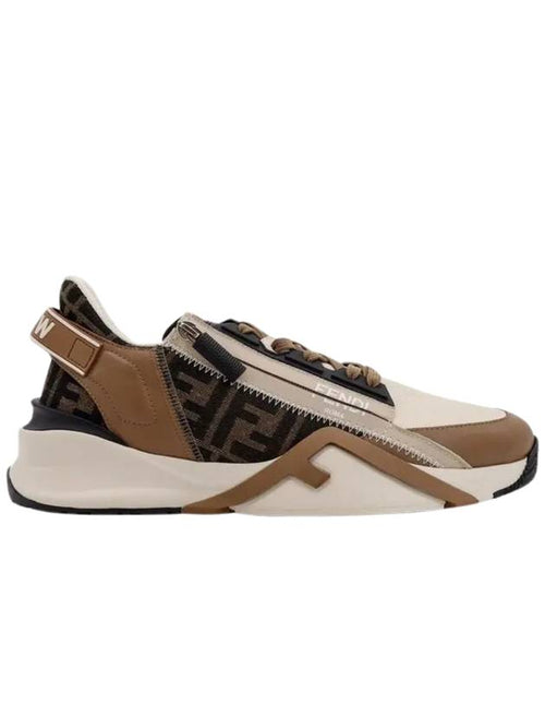 Fendi Flow FF Jacquard Leather Running Low Top Sneakers Brown