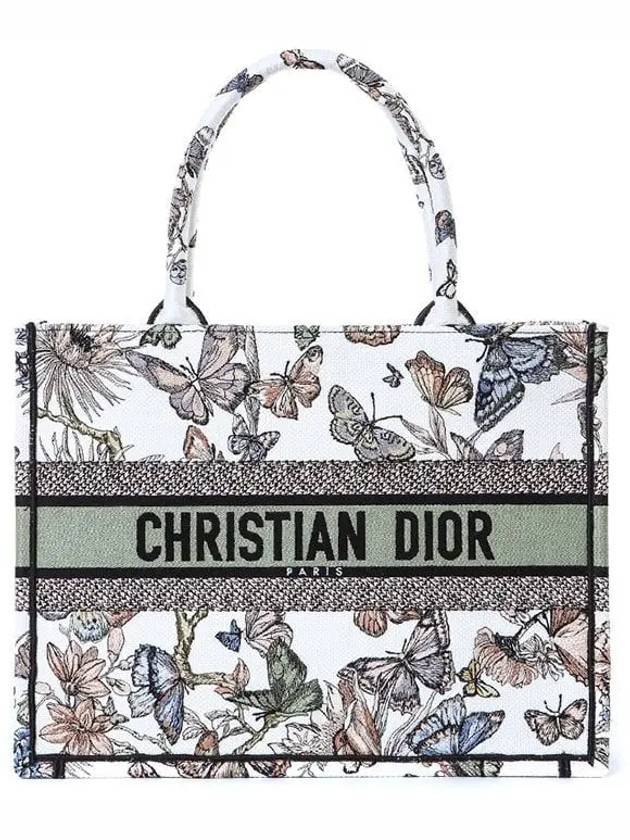 Toile De Jouy Mexico Embroidery Medium Book Tote Bag White Dior