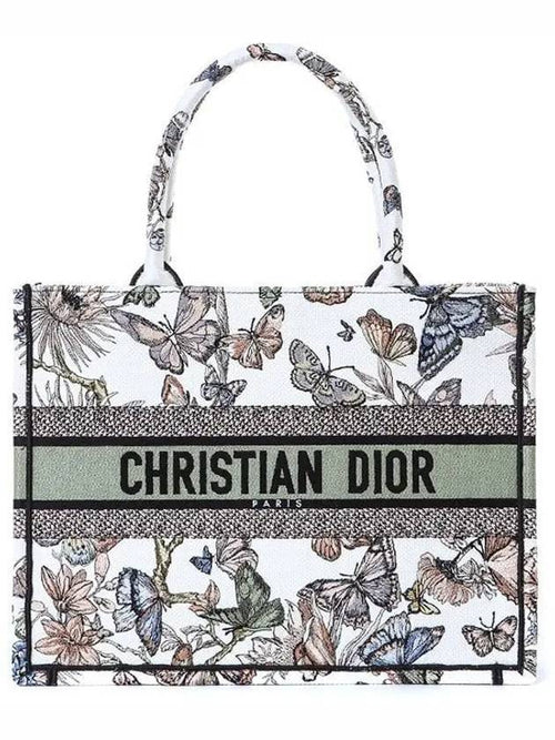 Toile De Jouy Mexico Embroidery Medium Book Tote Bag White Dior