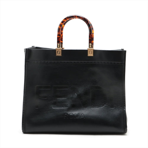 Fendi Sunshine Leather  Bag Black 8BH386 Fender