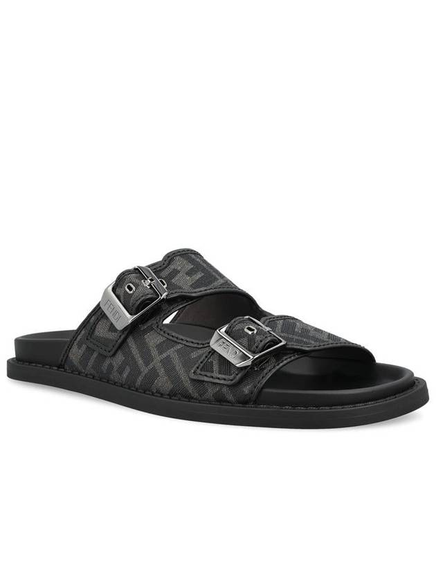 Fendi Men's Peel Jacquard Fabric Sandals Black