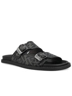 Fendi Men's Peel Jacquard Fabric Sandals Black