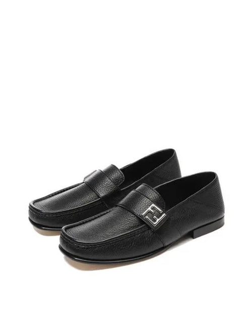 Fendi FF Square Leather Loafers Black