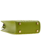 Fendi Sunshine Embossed Logo Leather Mini Cross Bag Green