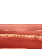 Fendi Baguette Continental Embossed FF Logo Chain Long Wallet Pink