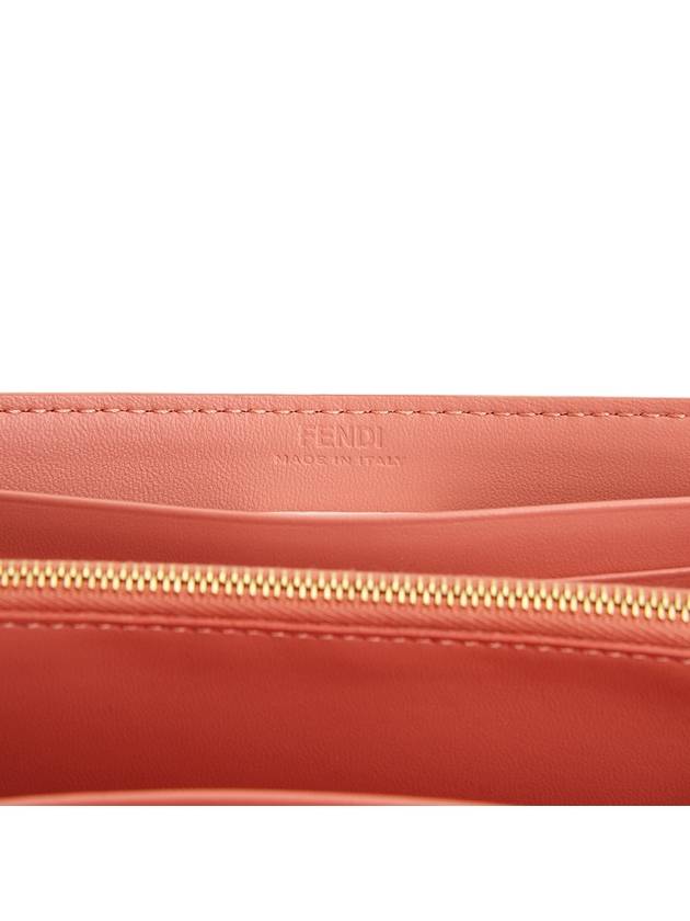 Fendi Baguette Continental Embossed FF Logo Chain Long Wallet Pink