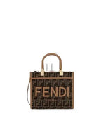 Fendi Sunshine FF Jacquard Fabric Small Tote Bag Brown