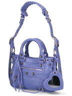 Balenciaga Neo Cargol Small Crocodile Embossed Leather Tote Bag Purple