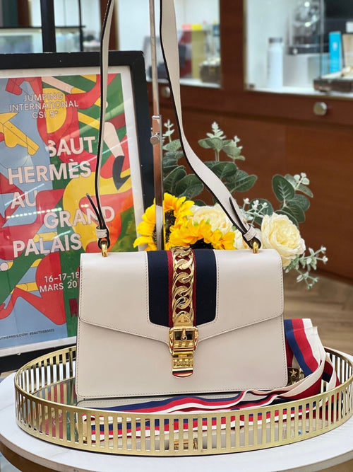 Gucci Sylvie bag 25*16cm white 12519